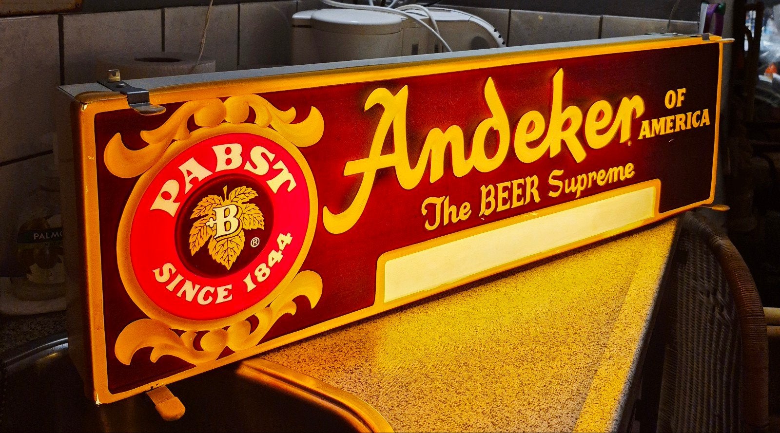 Vintage lichtreclame Andeker of America 'Beer Supreme', Ophalen, Zo goed als nieuw, Overige typen, Overige merken