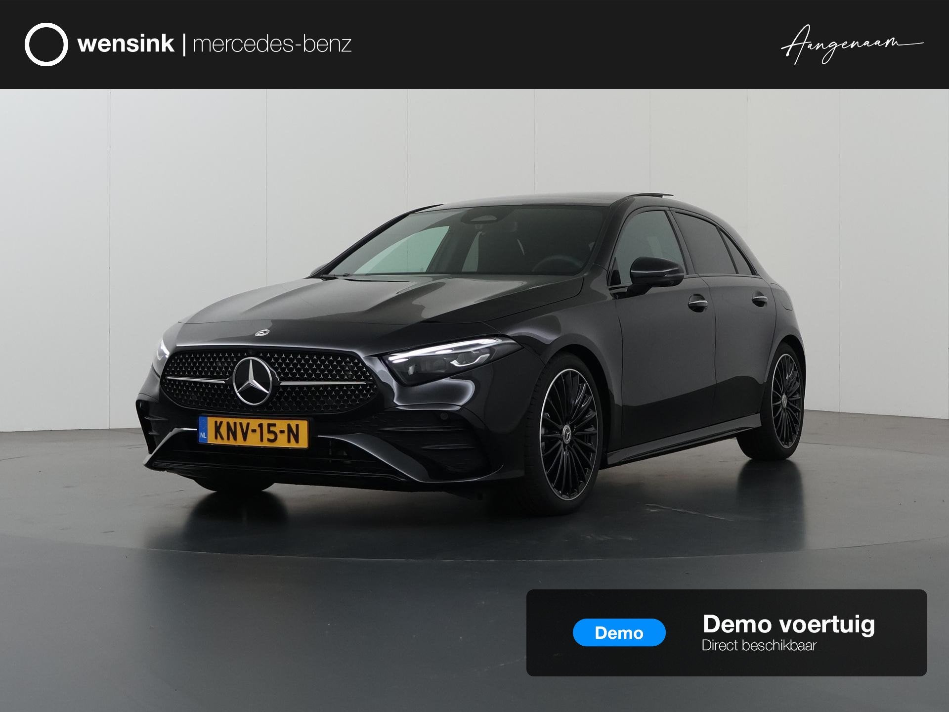 Mercedes-Benz A-klasse 180 Business Solution AMG | Panoramas, Auto's, Dealer onderhouden, 136 pk, 4 cilinders, Zwart