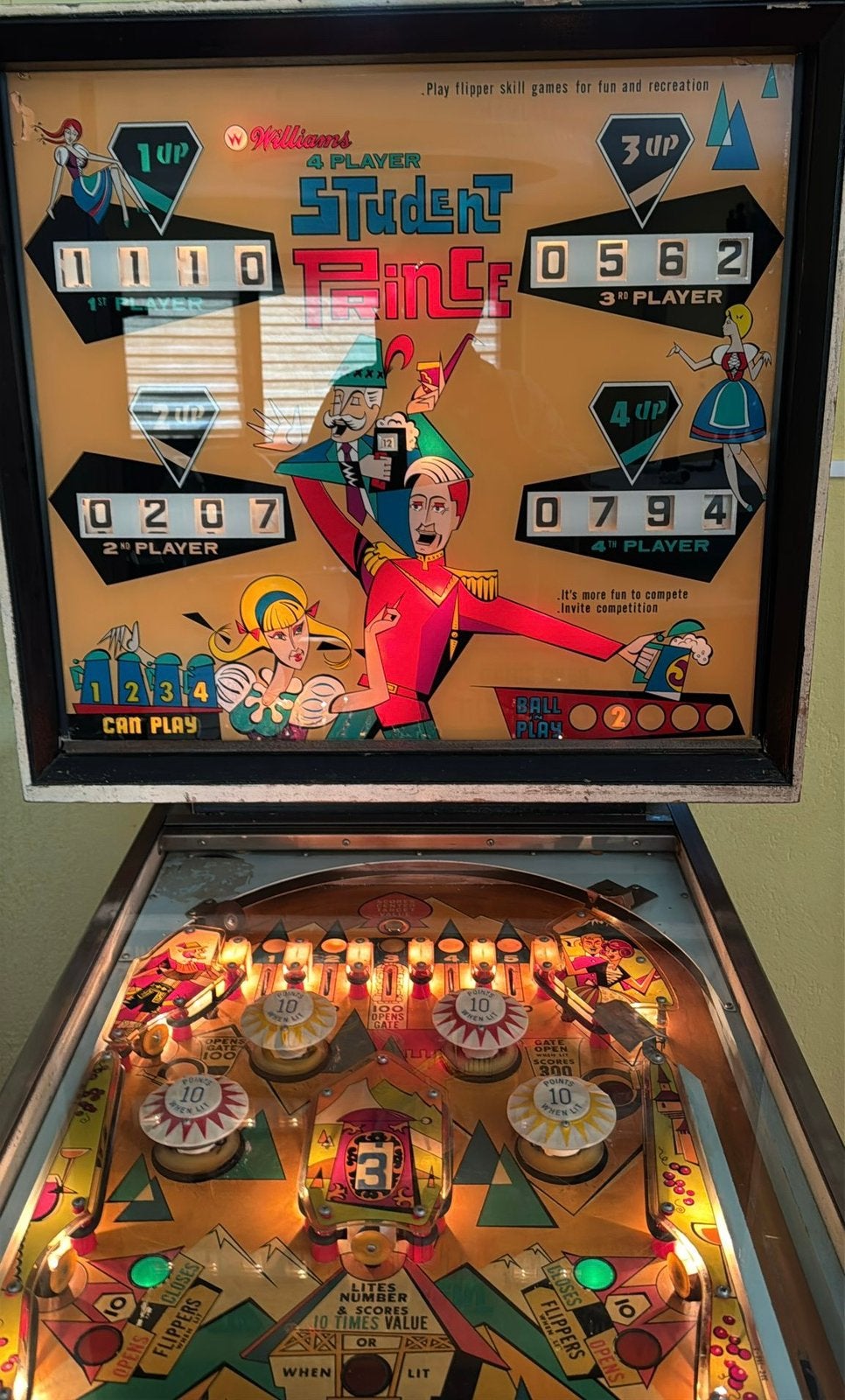 * gereserveerd * Vintage werkende Williams Student Prince, Verzamelen, Automaten | Flipperkasten, Ophalen, Gebruikt, Mechanisch
