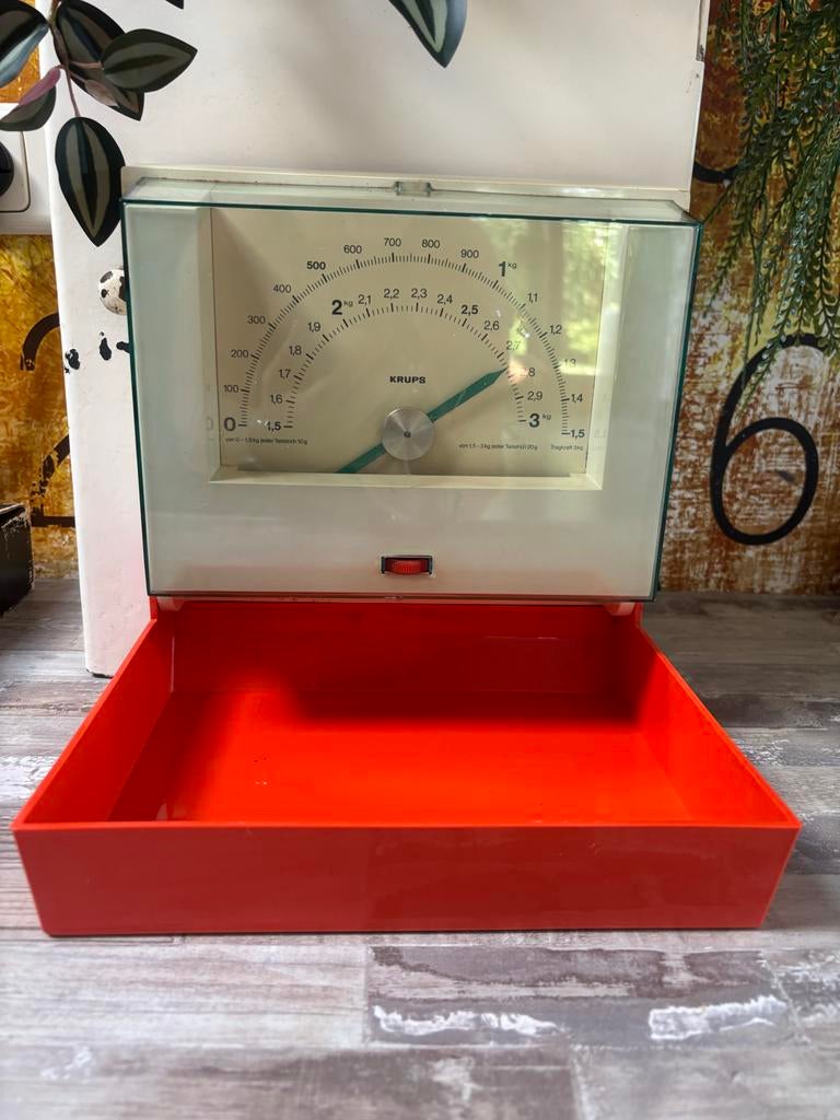 Vintage Krups Keukenweegschaal - Oranje Retro Design, Keukenweegschaal, Ophalen of Verzenden, Gebruikt, Minder dan 10 kg