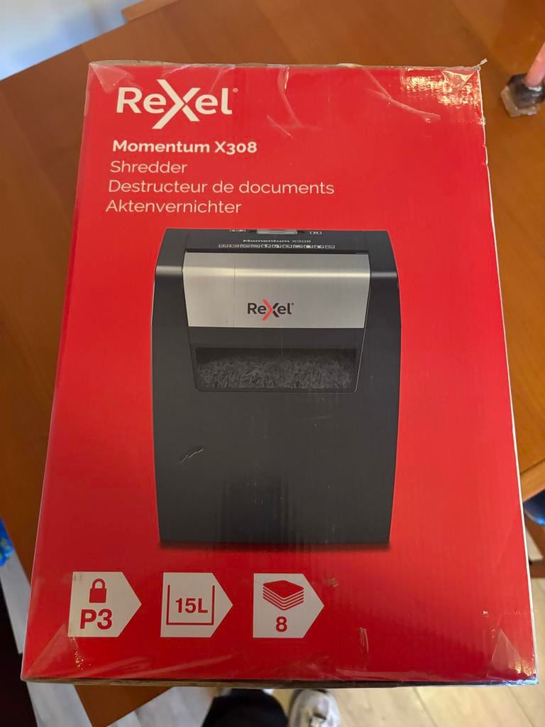 Rexel Momentum X308 papiervernietiger / papierversnipperaar, Boeken, Advies, Hulp en Training, Ophalen of Verzenden