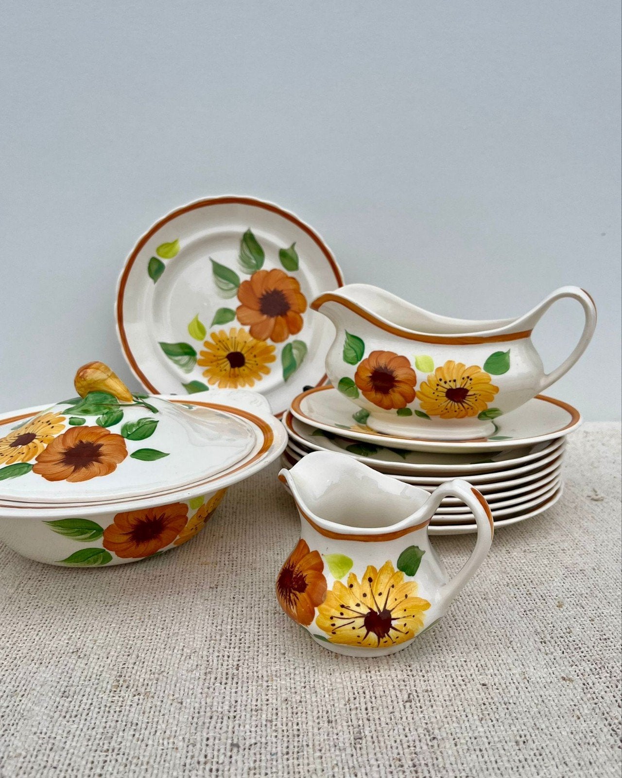 Vintage servies bloem Chanticleer Ware Simpsons Cambridge, Ophalen of Verzenden