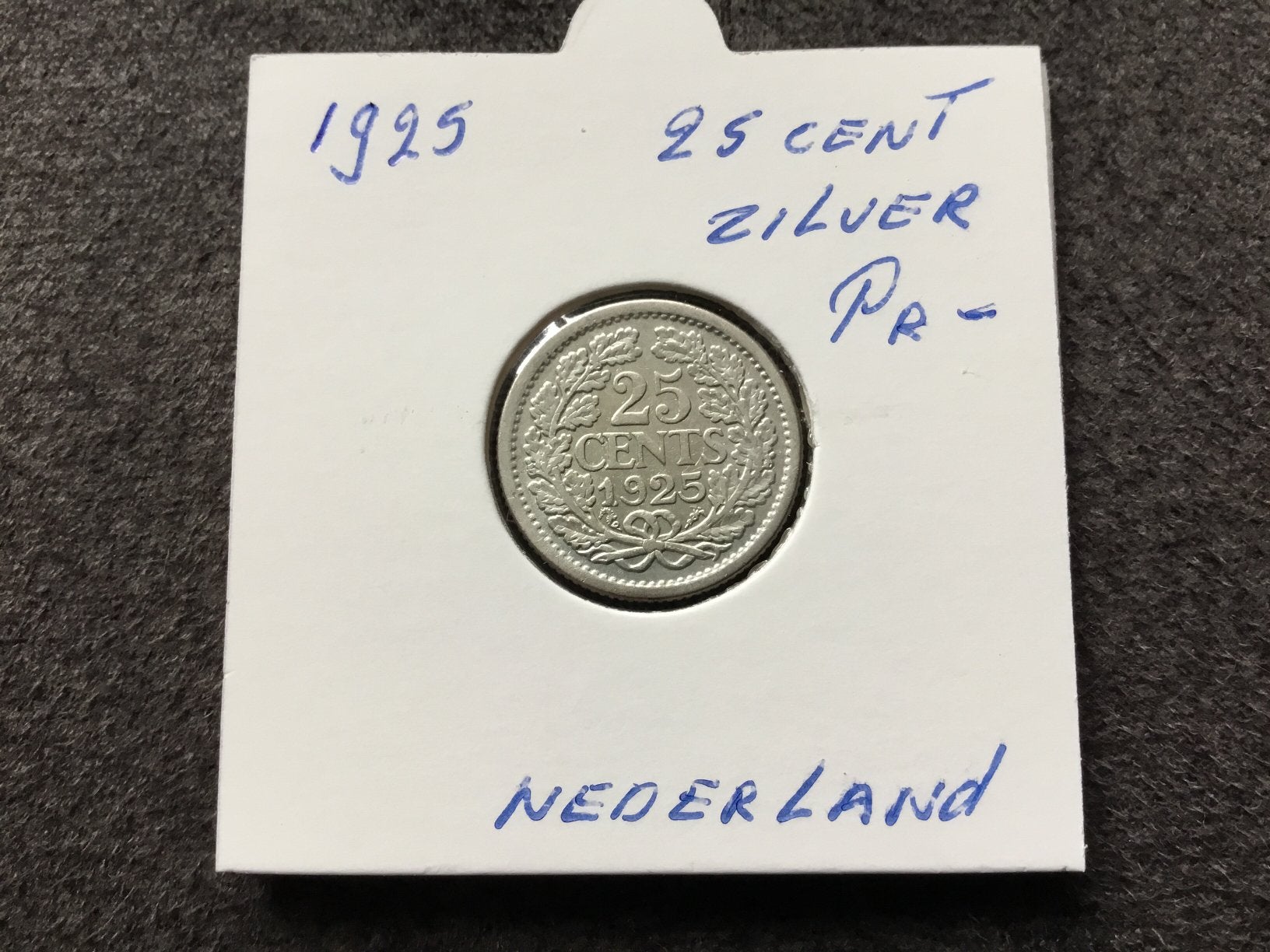 Munt 25 cent 1925 Nederland Wilhelmina zilver pr, Postzegels en Munten, Munten | Nederland, Ophalen of Verzenden, Koningin Wilhelmina