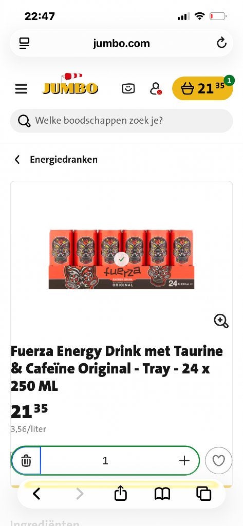 Drinken engergy fuarza, Huis en Inrichting, Ophalen of Verzenden, Nieuw