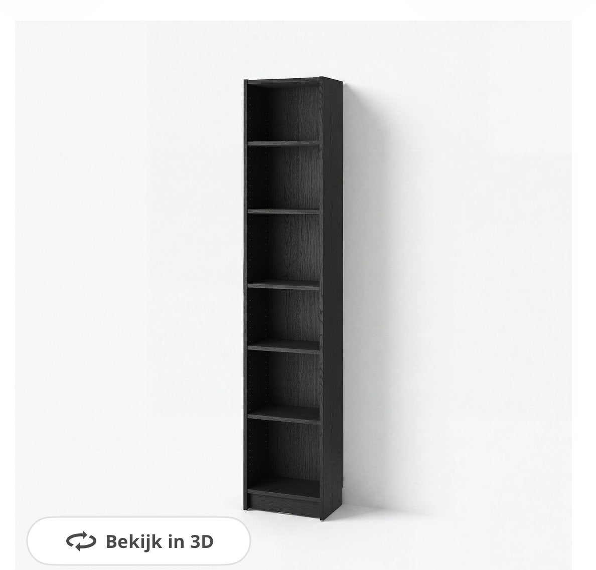 IKEA Billy Boekenkast Zwart Eikenpatroon 40x28x202 cm, Ophalen, Met plank(en), Minder dan 50 cm, 200 cm of meer