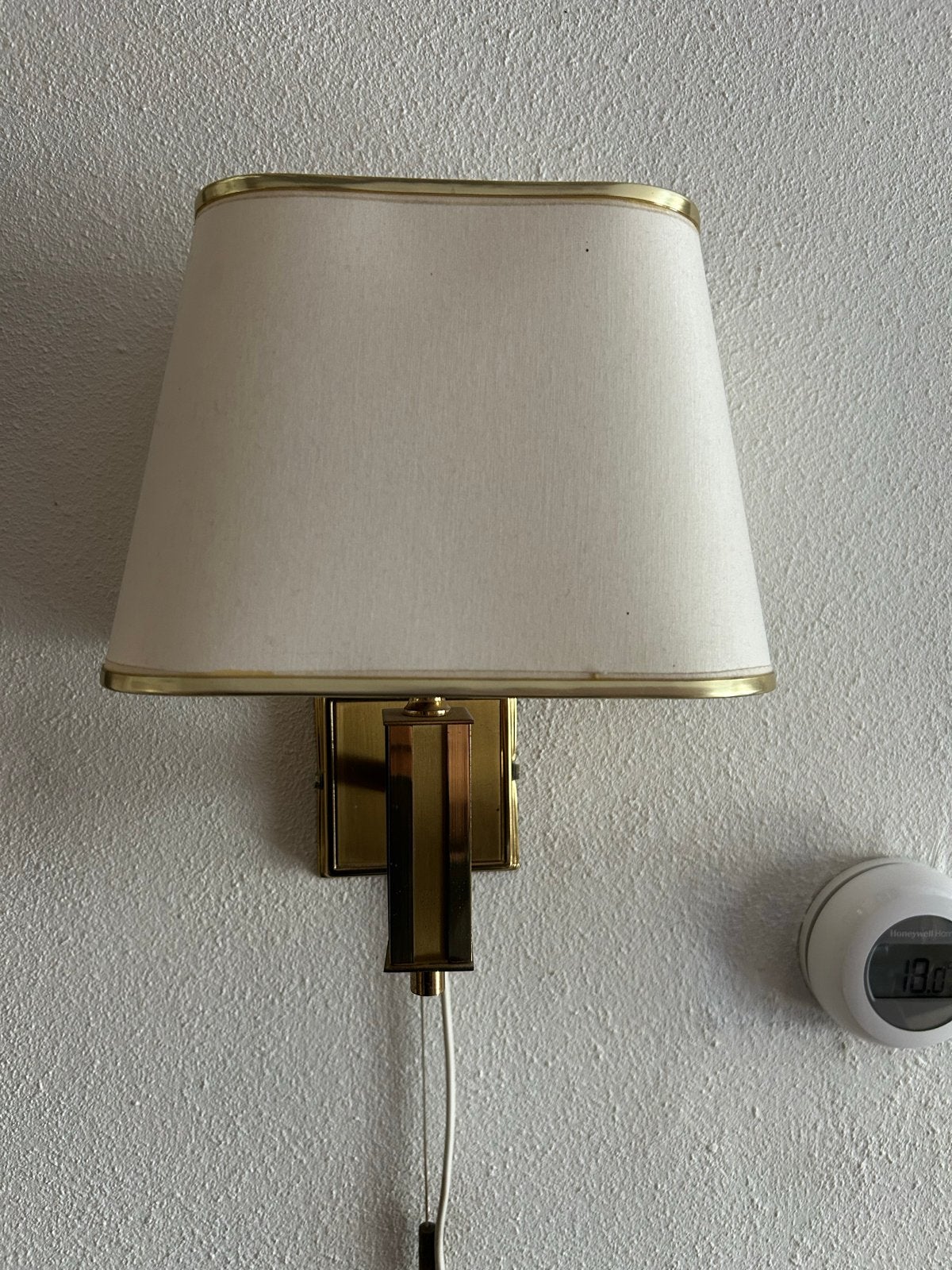 Wandlamp met crèmekleurige kap - 21 x 16 cm, Ophalen, Gebruikt, Metaal, Wandlamp