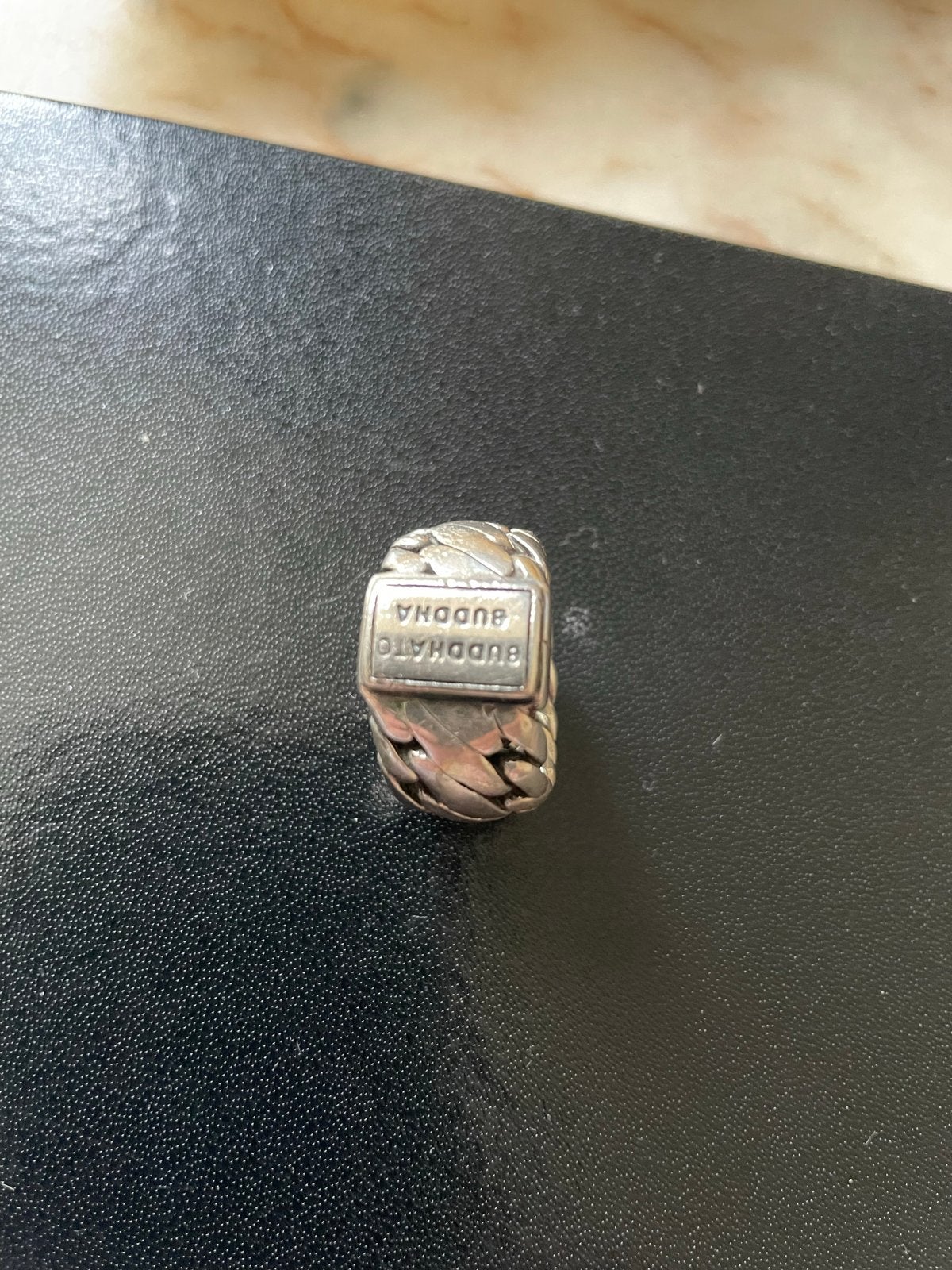 Buddha to Buddha ring, zilveren schakelring, 18 tot 19, Gebruikt, Ophalen of Verzenden, Dame of Heer