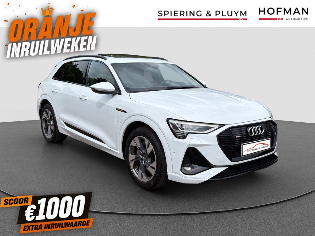 Audi e-tron 50 Quattro S-Line Black 71 kWh / 100% SOH | Pano, Auto's, Audi, Automaat, Zwart, Leder en Stof, Wit