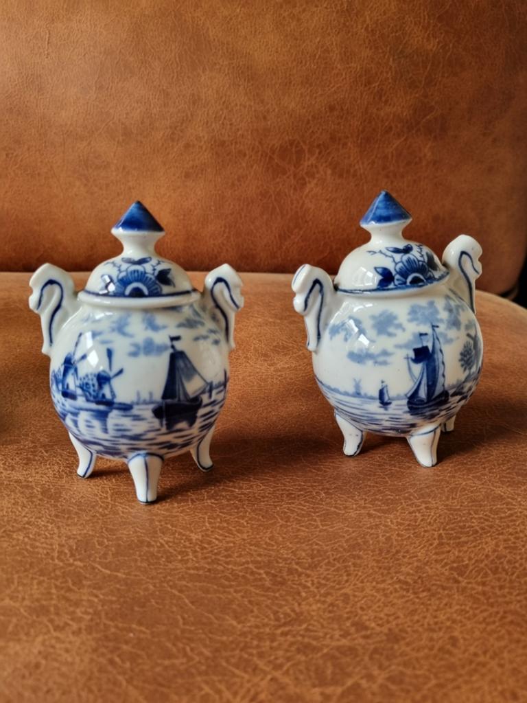 Delfts Blauw Miniatuur Potjes - Set van 2, Antiek en Kunst, Antiek | Porselein, Ophalen of Verzenden