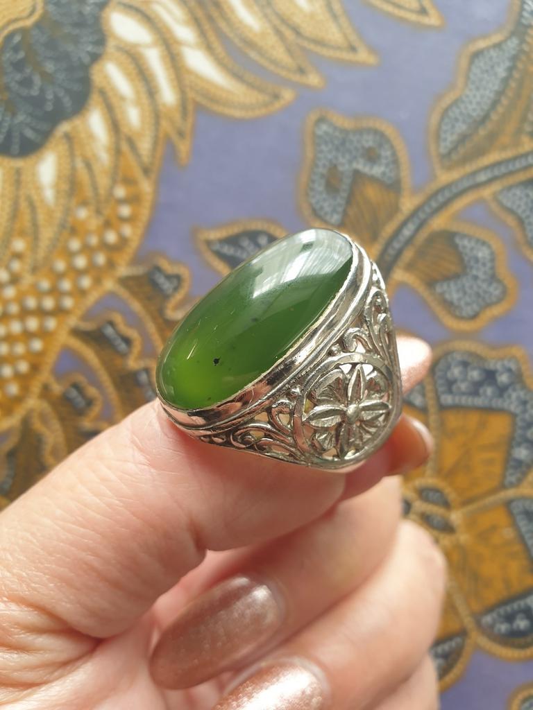 Ring maat 19,5 batu akik Solar Peridot Aceh Indonesië, Verzenden, Nieuw, 19 tot 20, Dame of Heer