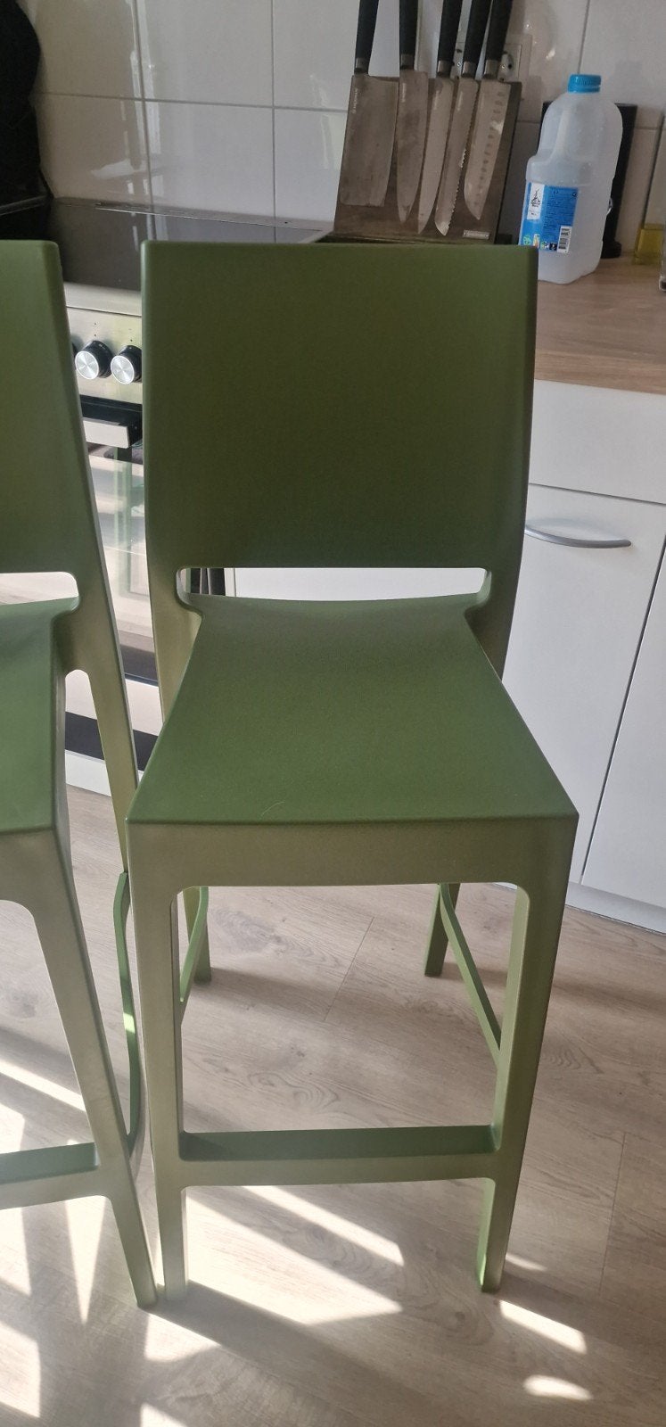 3 Horeca barkrukken olijfgroen voor veranda of mancave, Huis en Inrichting, Ophalen of Verzenden