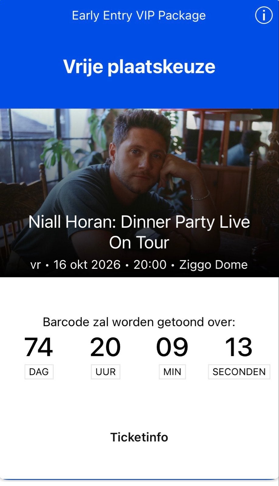 Niall Horan VIP early entry tickets, Tickets en Kaartjes, Twee personen, Oktober