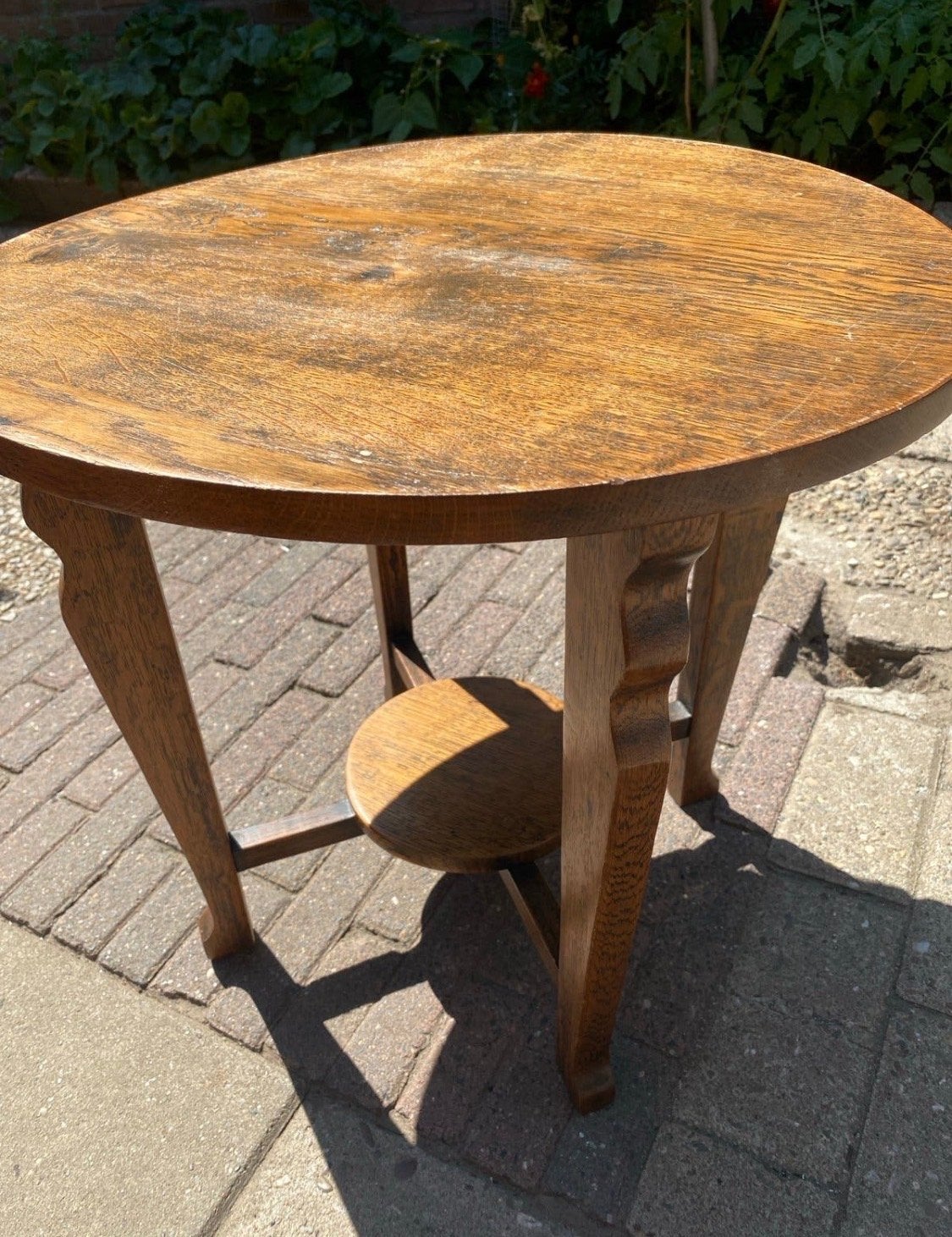 Antieke houten bijzettafel - Rond, Ophalen of Verzenden