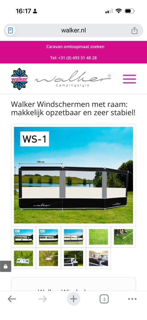 Nieuw Walker windscherm (3-delig) 4,5 meter, Caravans en Kamperen, Windschermen, Ophalen of Verzenden, Nieuw