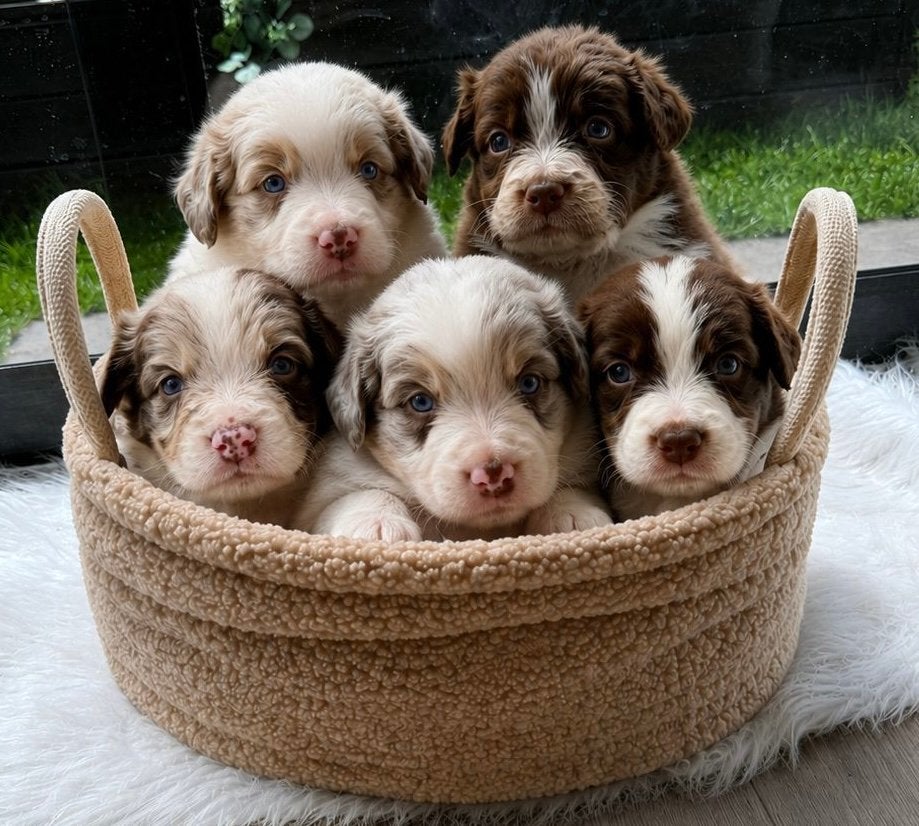 Prachtige kruising Australian Shepherd pups beschikbaar, 8 tot 15 weken, Parvo, Meerdere, Meerdere dieren