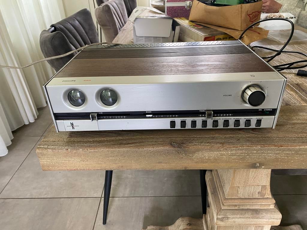 Philips 520 stereo versterker vissenoog, Ophalen of Verzenden, Zo goed als nieuw, Minder dan 60 watt, Overige merken