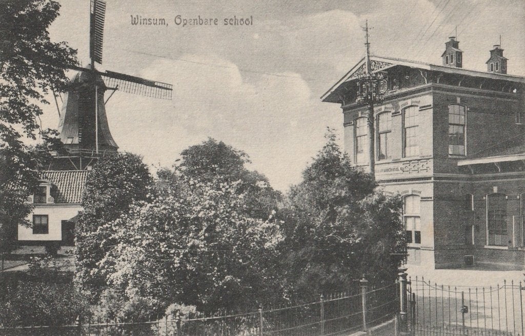 Winsum, Openbare school. MOLEN. Gem. Het Hogeland., Verzamelen, Verzenden, Ongelopen, Groningen