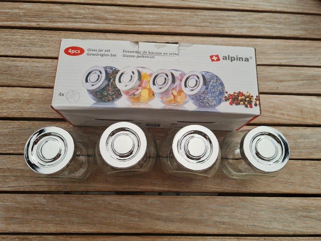 Alpina glazen pottenset 4 stuks, Huis en Inrichting, Keuken | Keukenbenodigdheden, Glas, Nieuw, Ophalen of Verzenden, Voorraadpot