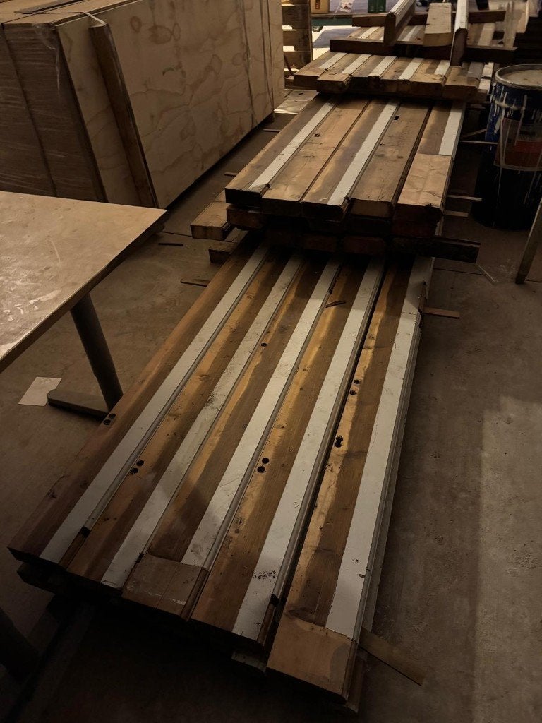 Gebruikte balken met profiel, Doe-het-zelf en Verbouw, Hout en Planken, Ophalen, Gebruikt, Balk, Vuren
