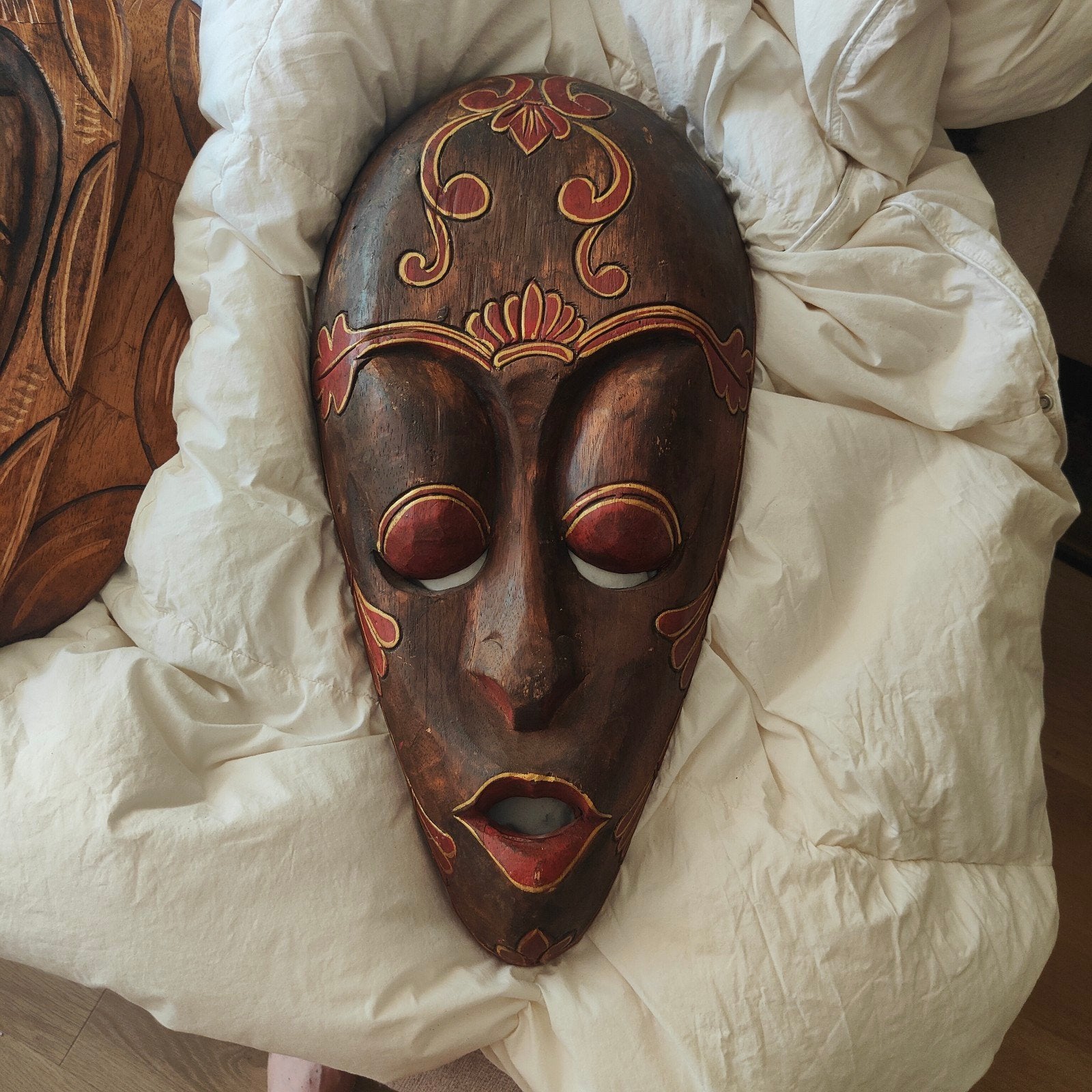 Set van 4 handgesneden houten maskers, Ophalen of Verzenden