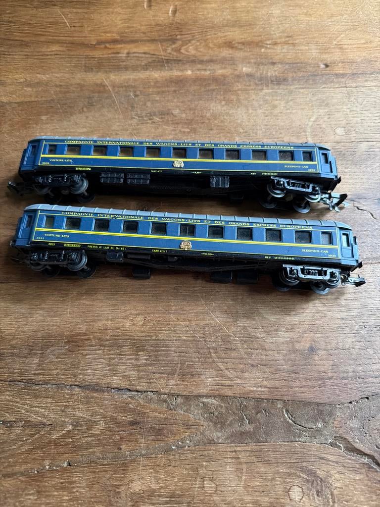 2x Jouef Internationale Slaaprijtuigen - Blauw/Geel, Gebruikt, Gelijkstroom, Wagon, Ophalen of Verzenden
