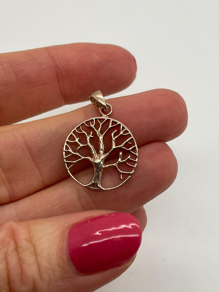 D977 Prachtige zilveren levensboom hanger rosegold, Overige kleuren, Ophalen of Verzenden, X, Bloem of Plant