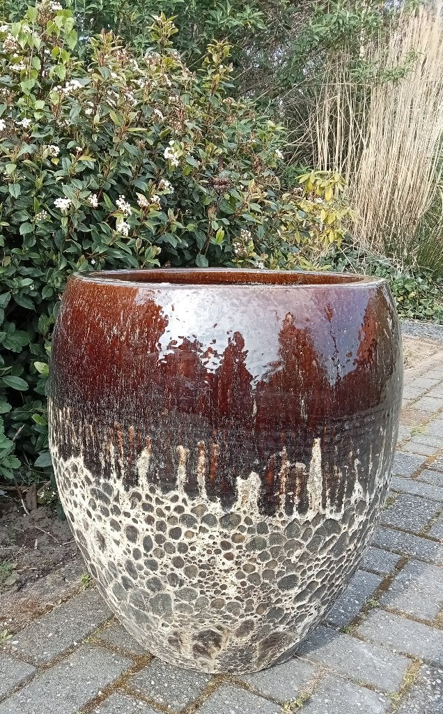 Geglazuurde pot antique 2tone vulcano., Ophalen, Nieuw