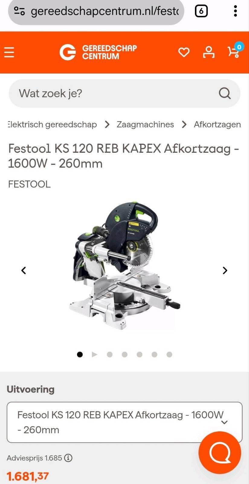 Festool KS REB120 Kapex afkortzaag nieuw, Doe-het-zelf en Verbouw, Gereedschap | Zaagmachines, Nieuw, Ophalen of Verzenden, Afkortzaag