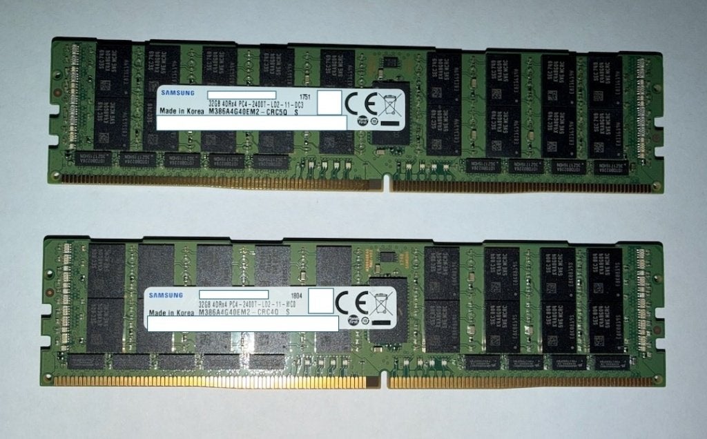 2 stuks 32GB DDR4 Server RAM: 2400MHz ECC LRDIMM (PC4-2400T), Computers en Software, Gebruikt, Server, DDR4, Ophalen of Verzenden