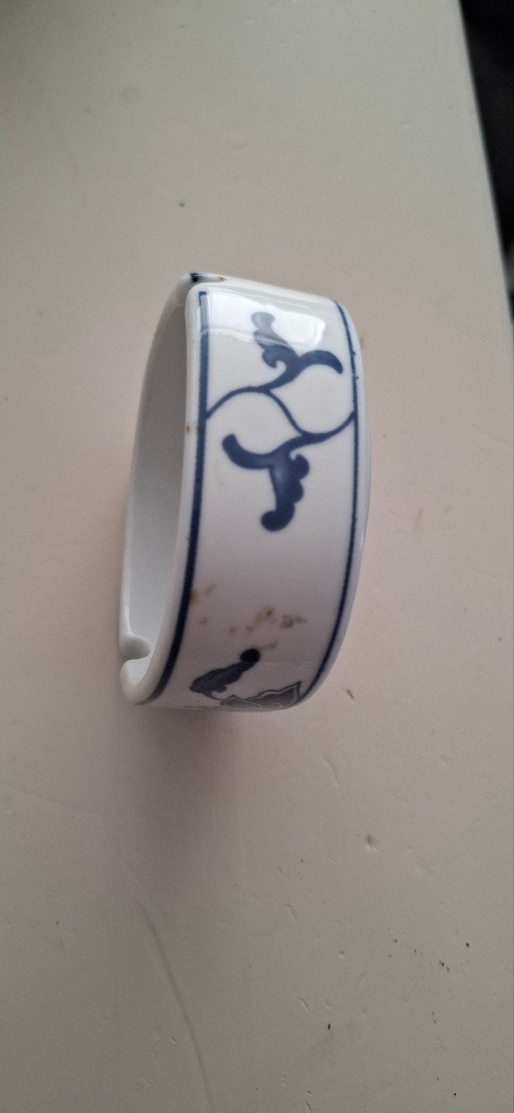 Vintage Taiwanese porseleinen asbak met blauw decor, Antiek en Kunst, Ophalen of Verzenden