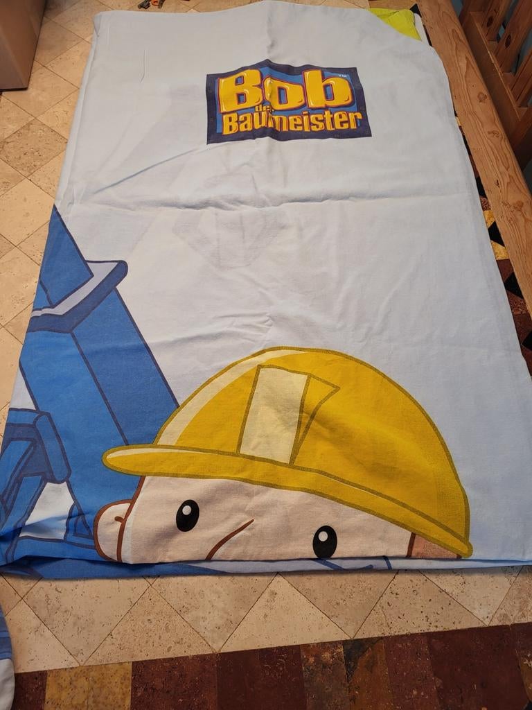 Bob de Bouwer eenpersoons dekbedovertrek met sloop, Gebruikt, Blauw, Dekbedovertrek, Ophalen of Verzenden