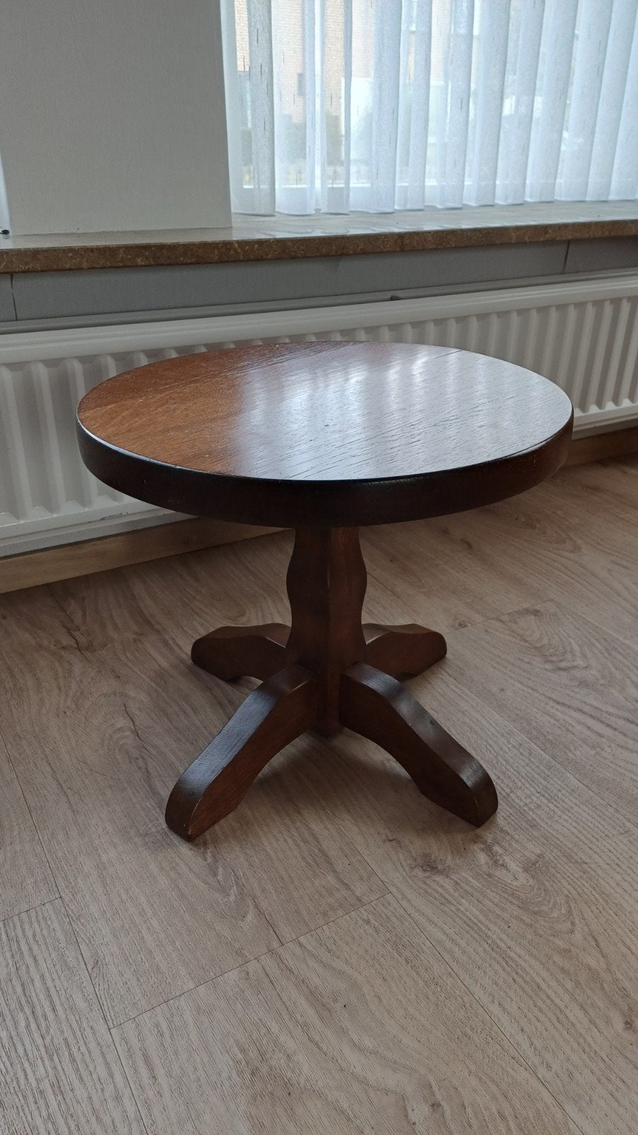Ronde houten bijzettafel, Huis en Inrichting, Ophalen, Minder dan 45 cm, Minder dan 55 cm, Gebruikt