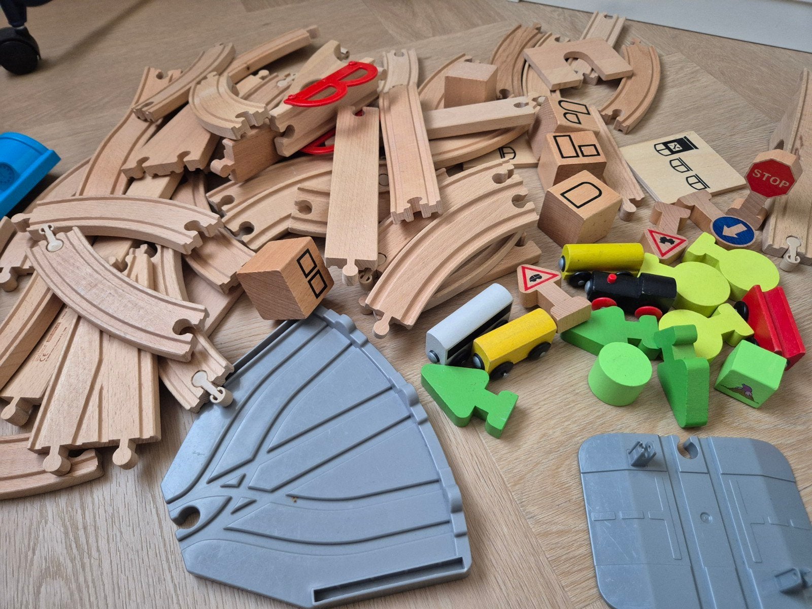 Grote set houten Ikea Lillabo treinrails en accessoires, Ophalen, Gebruikt, Overige merken