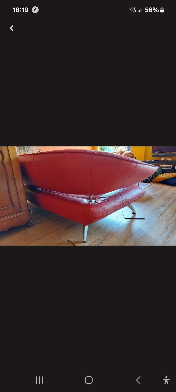 ROOD LEREN  BANSTEL 3 + 2,5 ZITS DESIGN MODERN APART !!, Modern design, Gebruikt, Ophalen of Verzenden, Leer