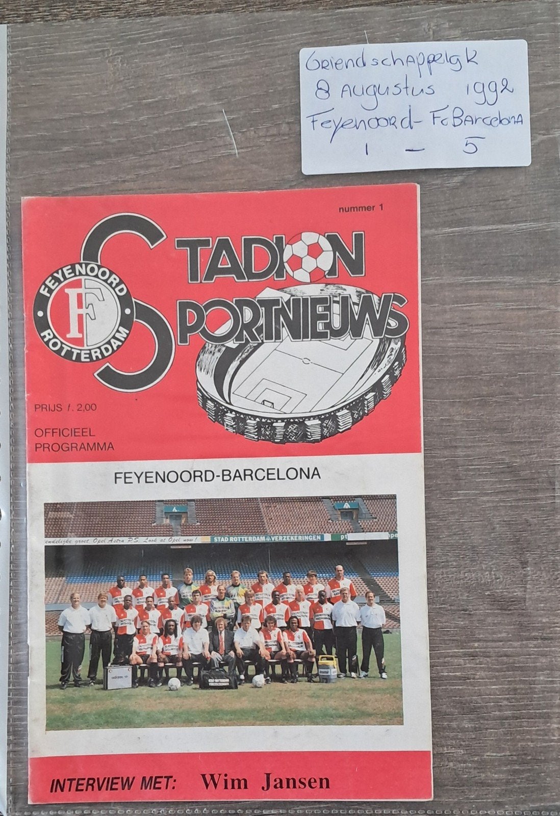 Feyenoord - FC Barcelona Officieel Programma 1992, Ophalen of Verzenden, Gebruikt, Feyenoord, Boek of Tijdschrift
