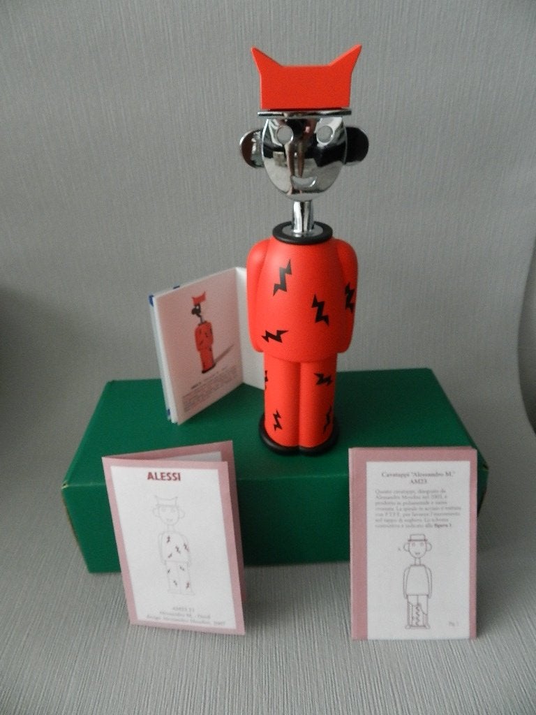 ALESSI "DEVIL" KURKENTREKKER van ALESSANDRO MENDINI., Antiek en Kunst, Kunst | Designobjecten, Overige typen, Rood, Beweegbaar