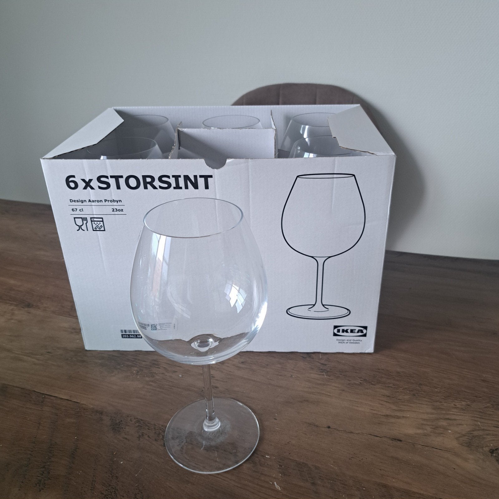 Z.s.m. weg (emigratie) IKEA Storsint Wijnglazen (6 stuks), Huis en Inrichting, Ophalen of Verzenden, Nieuw, Glas, Glas of Glazen