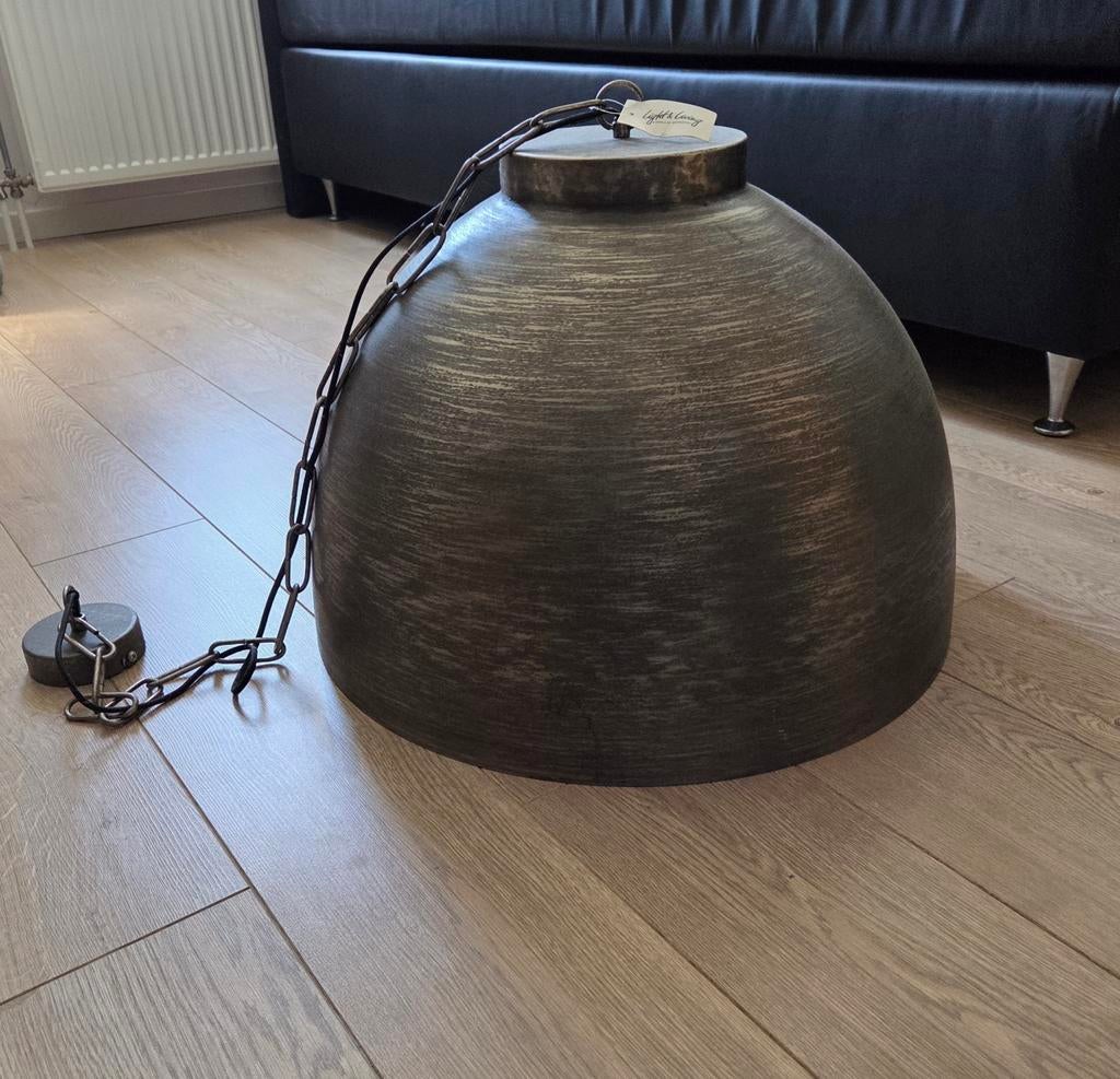 Grote industriële hanglamp - brons/zwart, Ophalen, Zo goed als nieuw, Industrieel, Metaal