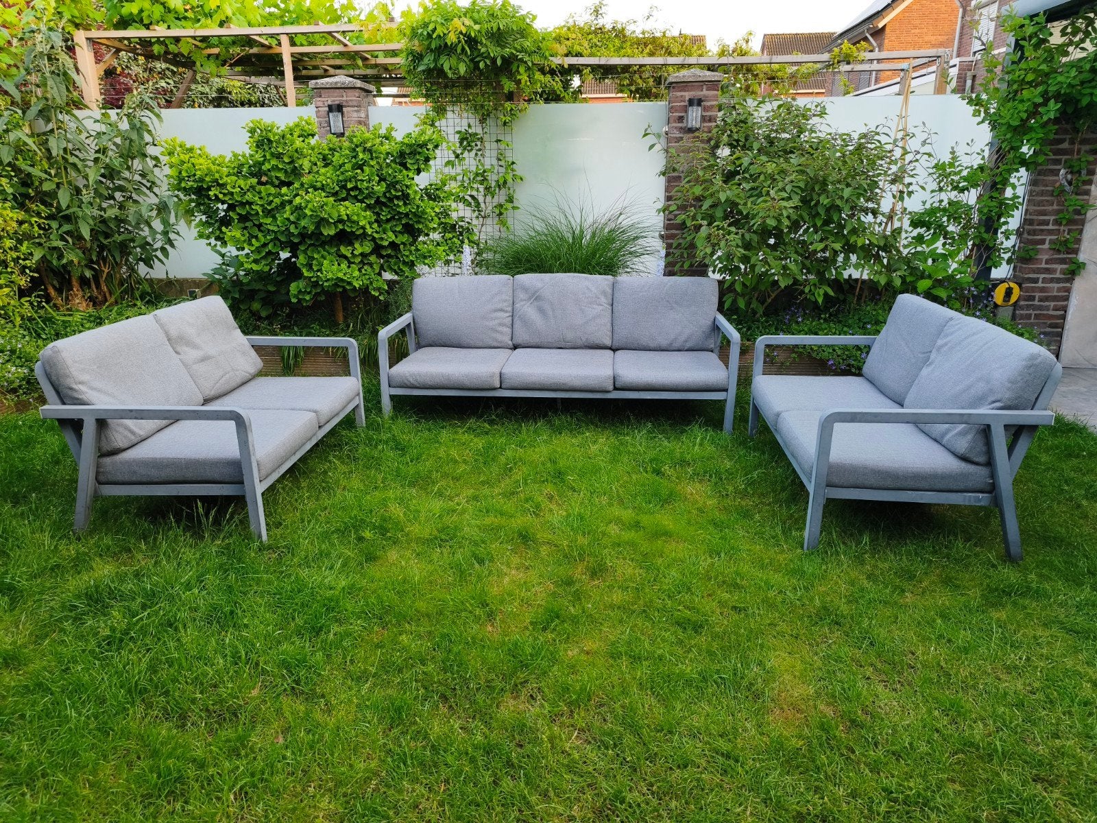 Tuinset met 3 banken (2+3+2 zits), Ophalen, Gebruikt, Aluminium