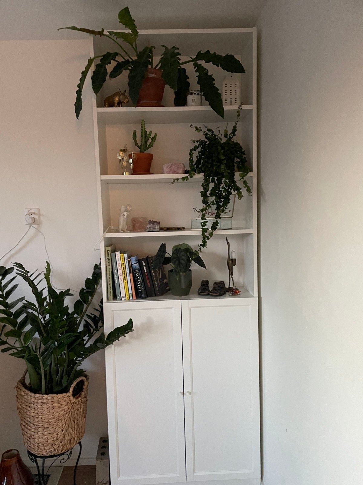 BILLY IKEA boekenkast met opzetstuk en deurtjes wit, Ophalen, 200 cm of meer, 50 tot 100 cm, 25 tot 50 cm