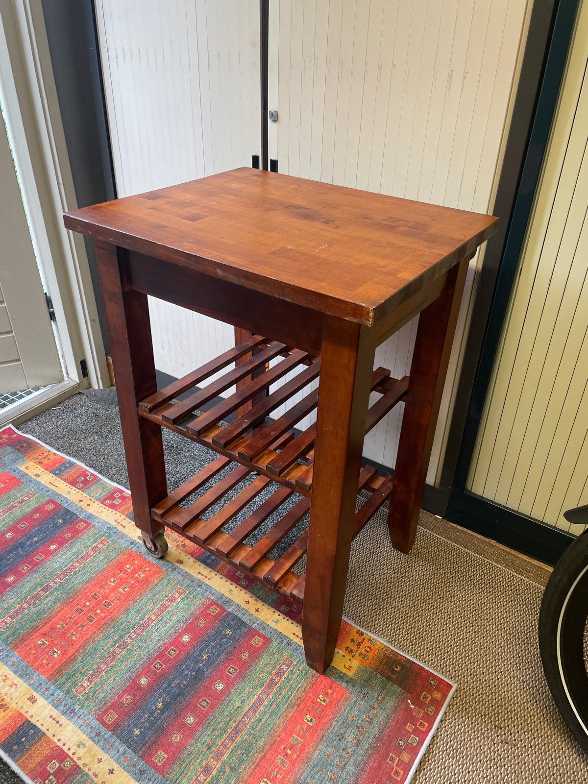 Houten keukentrolley met wieltjes, Ophalen, Gebruikt, 50 tot 100 cm, Overige houtsoorten