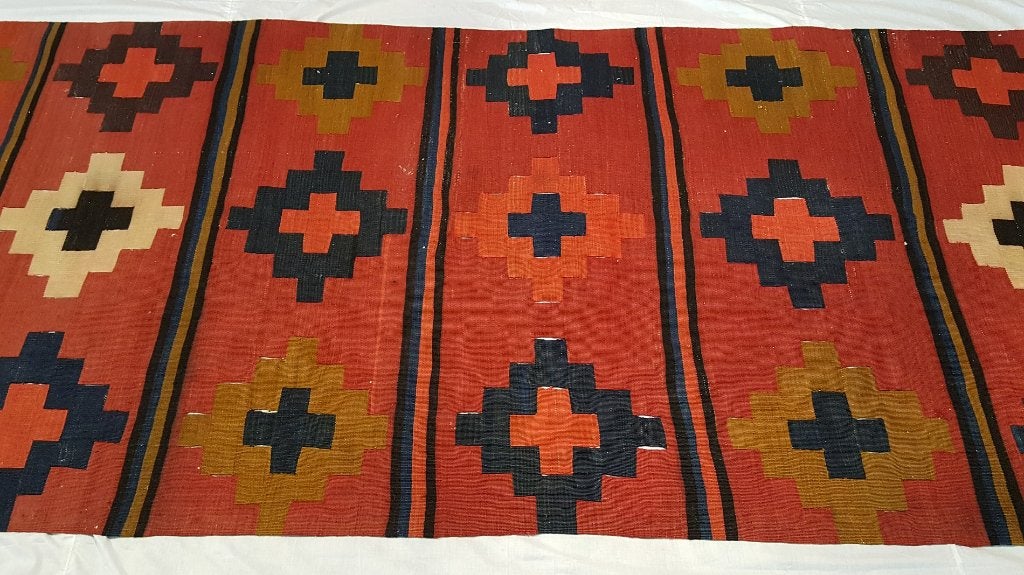 Shahsevan loper kelim 350 x 132/kleed/Perzisch tapijt/kussen, 100 tot 150 cm, Www.simatapijten.nl, 200 cm of meer, Ophalen of Verzenden