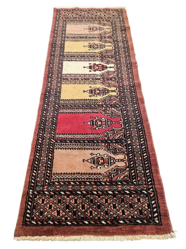 Handgeknoopt oosters wol tapijt loper Tafelkleed 47x125cm, Gebruikt, 100 tot 150 cm, Onbekend, Ophalen of Verzenden