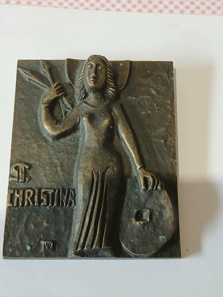 Bronzen Plaquette Christina von Bolosena, Ophalen of Verzenden