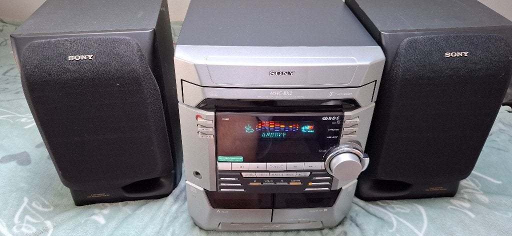 Sony MHC-BX2 stereo FM radio, cassette deck, Cd-speler set, Ophalen, Gebruikt, Tuner of Radio, Microset