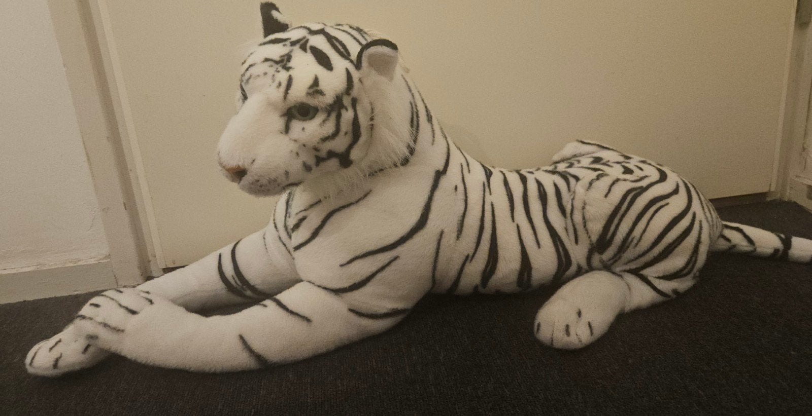 Grote witte tijger knuffel - Realistisch en zacht, Ophalen, Zo goed als nieuw, Middelgroot (20 tot 80 cm), Wit