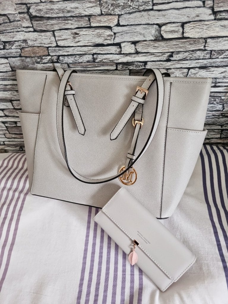 Miss Lulu shopper handtas + Prettyzys lange flap portemonnee, Ophalen of Verzenden, Nieuw, Grijs, Handtas