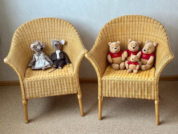 2 Rotan kuipstoelen, ., Huis en Inrichting, Ophalen, Zo goed als nieuw, Bruin, Twee