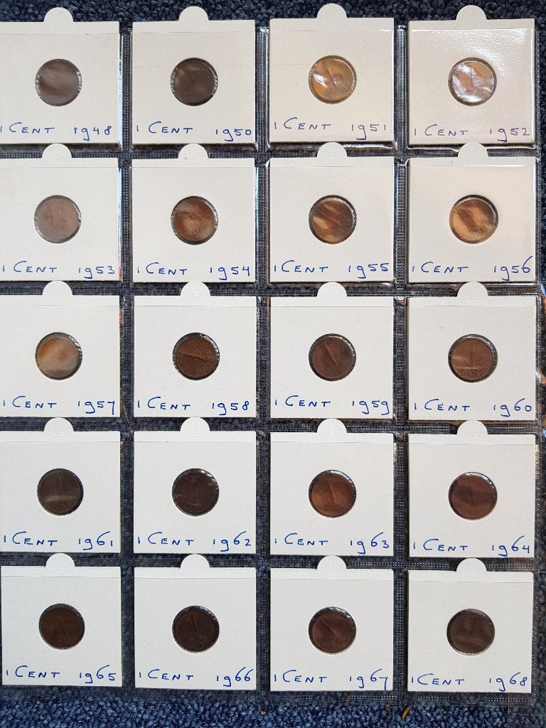 1 Cent munten NL Compleet (1948 + 1950 t/m 1980), Ophalen of Verzenden, Koningin Juliana, 1 cent, Setje