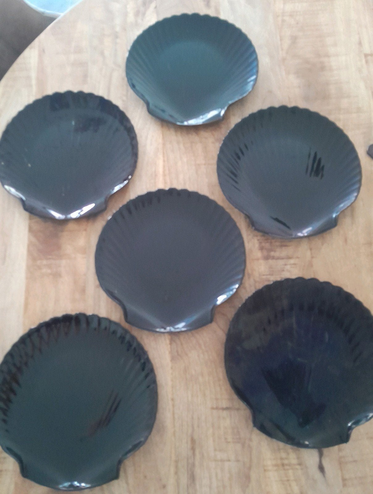 vintage zwart glazen schelpbordjes "Coquillage" Arcoroc, Ophalen of Verzenden, Huis en Inrichting